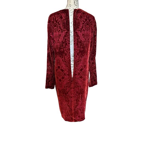 *SOLD* Linda Allard Ellen Tracy Red Silk Burnout Velvet Cocktail Dress Size 12 - Picture 5 of 9